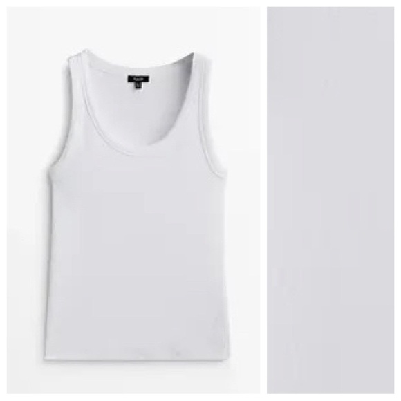 NWT. Massimo Dutti White Cotton Ribbed Fabric Fitted Top. Size M. - Picture 4 of 11